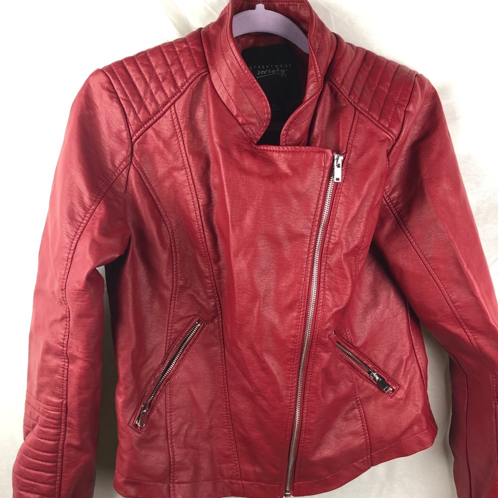 Red leather jacket